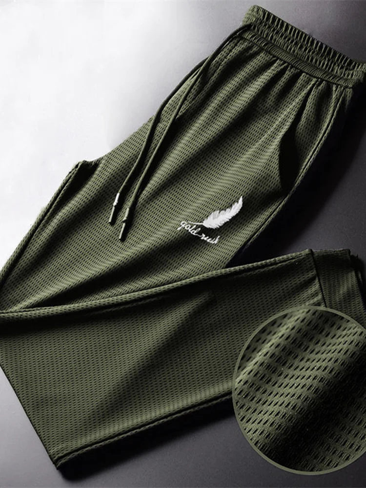 LOR MALE Men Fashion Quick Dry Pants Lightweight Hiking Jogging Running Trousers Breathable Workout Gym Ankle Tied Athletic Pants