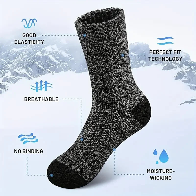 LOR MALE 5 Pairs Merino Wool Socks , Super Thick Hiking Socks Thermal