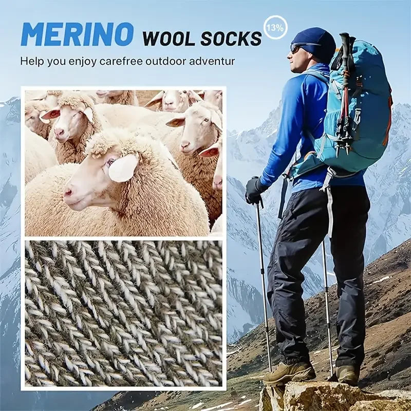 LOR MALE 5 Pairs Merino Wool Socks , Super Thick Hiking Socks Thermal