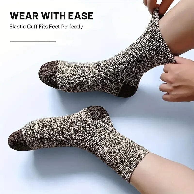 LOR MALE 5 Pairs Merino Wool Socks , Super Thick Hiking Socks Thermal