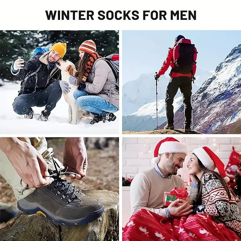 LOR MALE 5 Pairs Merino Wool Socks , Super Thick Hiking Socks Thermal