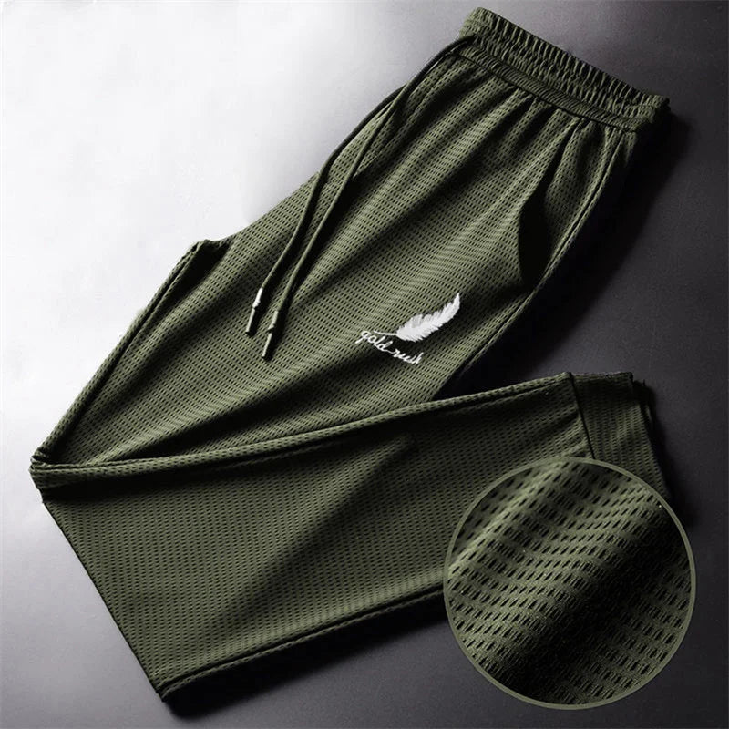 LOR MALE Men Fashion Quick Dry Pants Lightweight Hiking Jogging Running Trousers Breathable Workout Gym Ankle Tied Athletic Pants