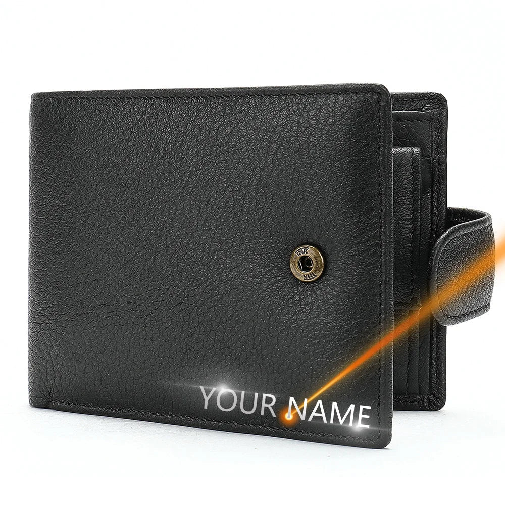 LOR MALE Men Wallets Leather Name Engraving Hasp Male Purses Long 100% Genuine