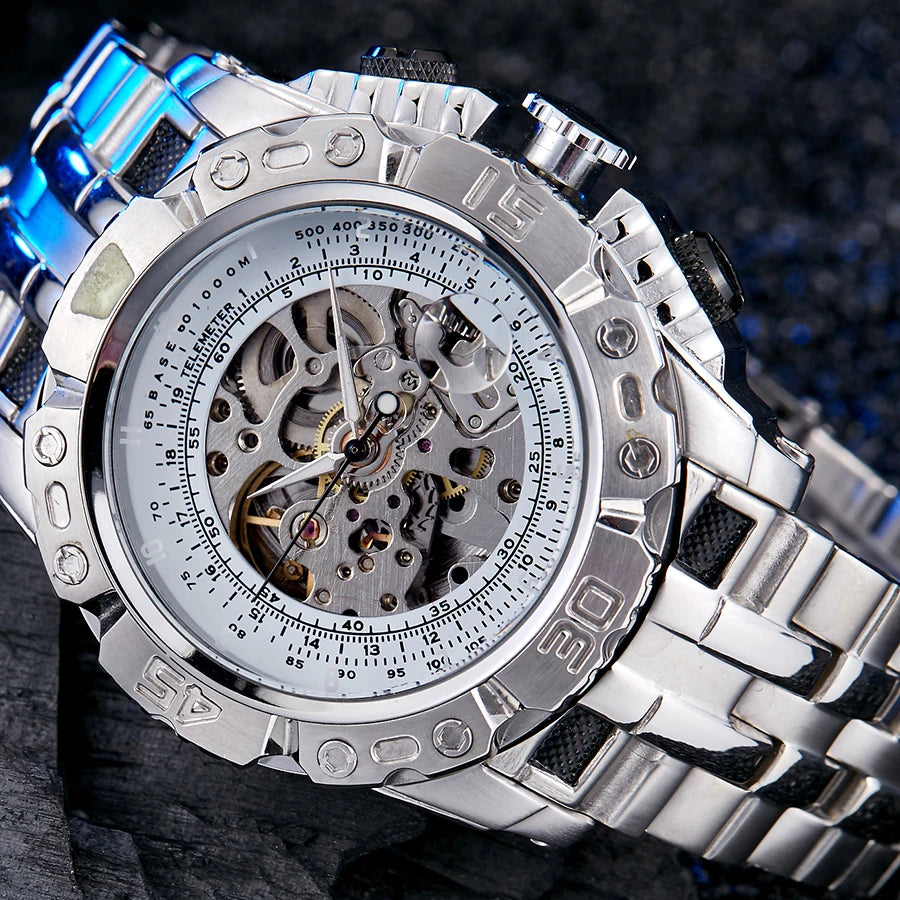 LOR MALE Men Mechanical Watch Top Brand Luxury Silver Gold Watches Creative Automatic