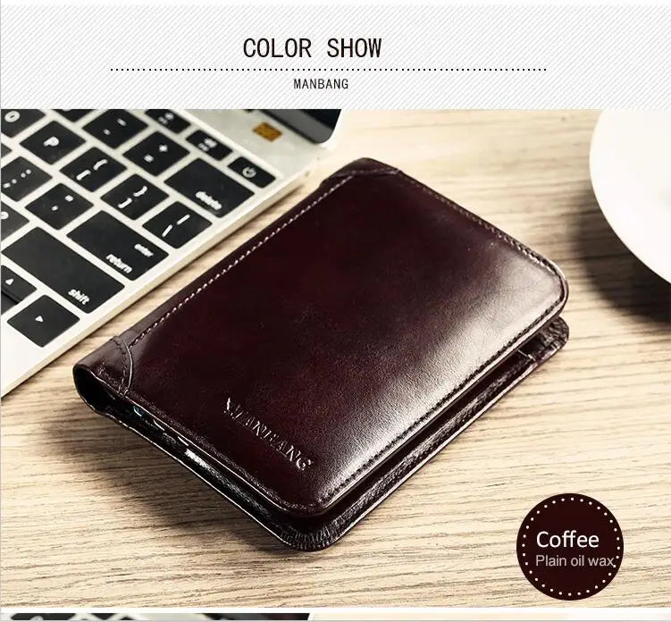 LOR MALE ManBang Classic Style Wallet Genuine Leather Men Wallets Short Male Purse