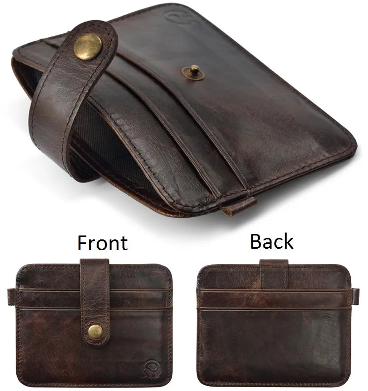 LOR MALE Men Genuine Leather Slim Wallet Male Small Purse Mini Money Bag