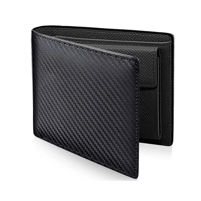 LOR MALE Man Wallet Carbon Fiber PU Leather Two-Fold Wallet - Perfect for Men and Women Fashion Multi-Card Organizer and Change Pocket