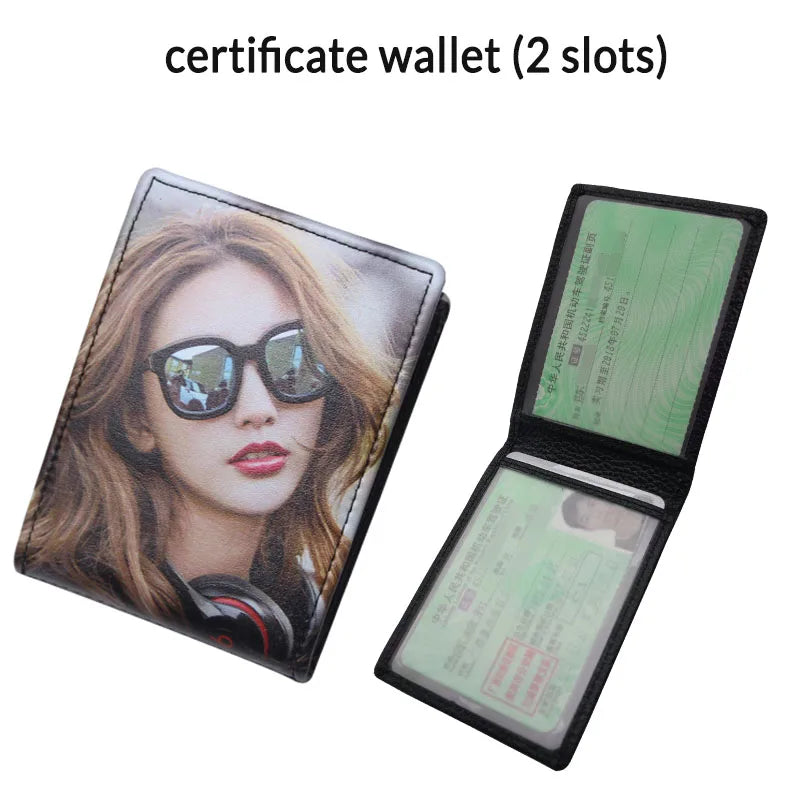 LOR MALE Personalized Wallets Men Pu Leather for Him Print Two Photos Short