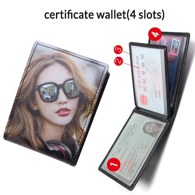 LOR MALE Personalized Wallets Men Pu Leather for Him Print Two Photos Short
