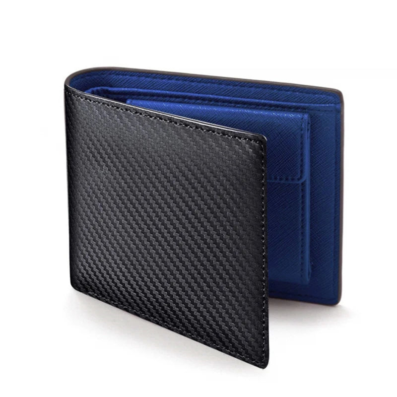 LOR MALE Man Wallet Carbon Fiber PU Leather Two-Fold Wallet - Perfect for Men and Women Fashion Multi-Card Organizer and Change Pocket