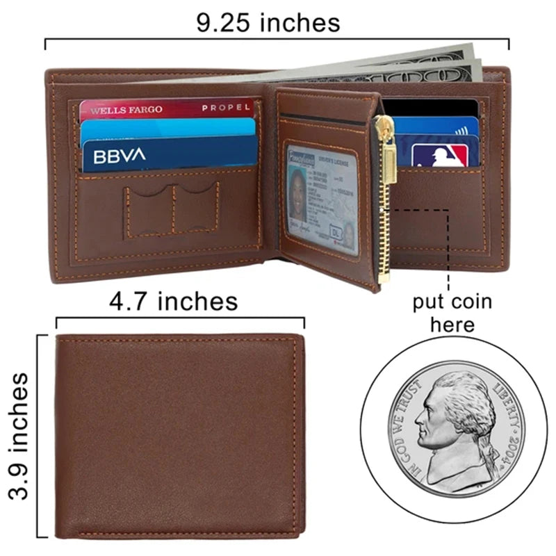 LOR MALE Engraved wallets Picture Wallet Trifold Short Ultra-thin Young Leather Wallet
