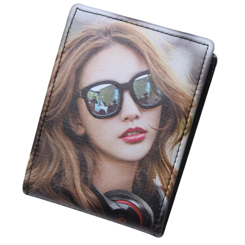 LOR MALE Personalized Wallets Men Pu Leather for Him Print Two Photos Short