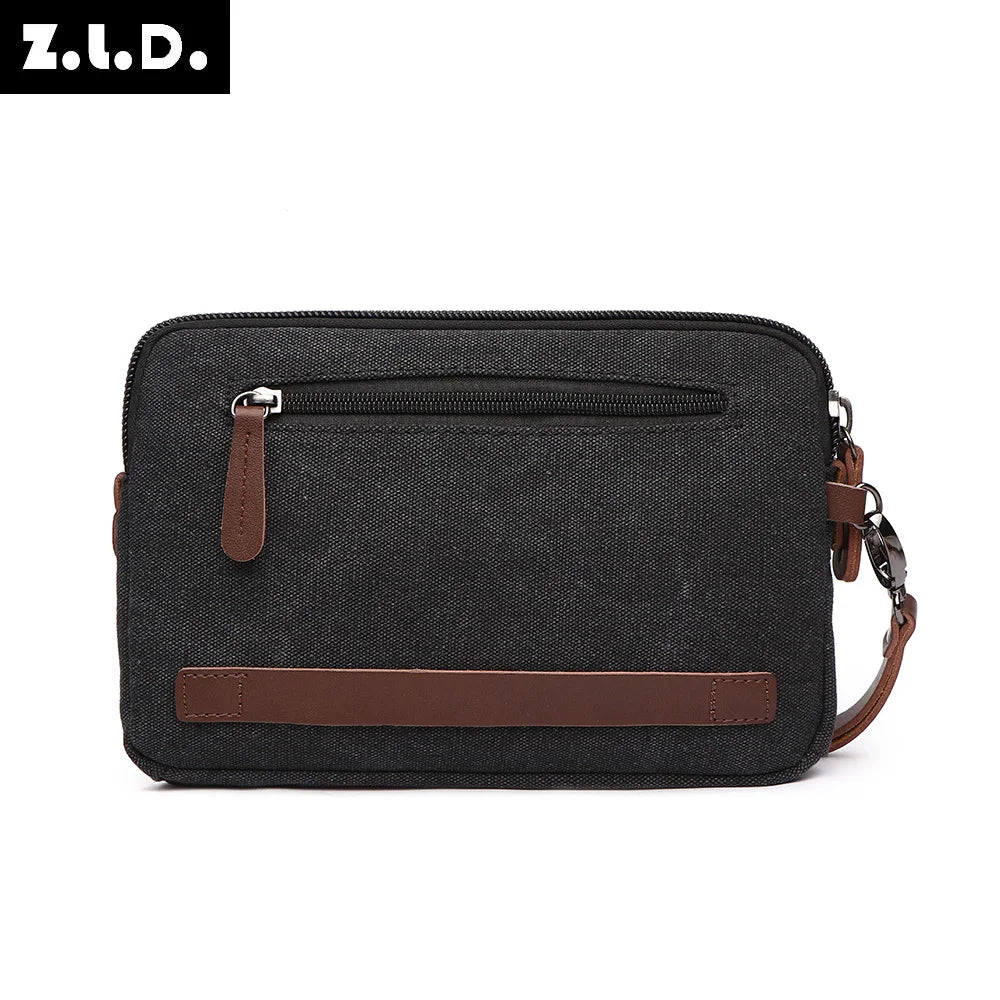 LOR MALE Man Canvas Bag Top Quality Men's Wallet Coin Purse Multi-function Male Handbag Mobile Phone Bag Large Capacity Clutches