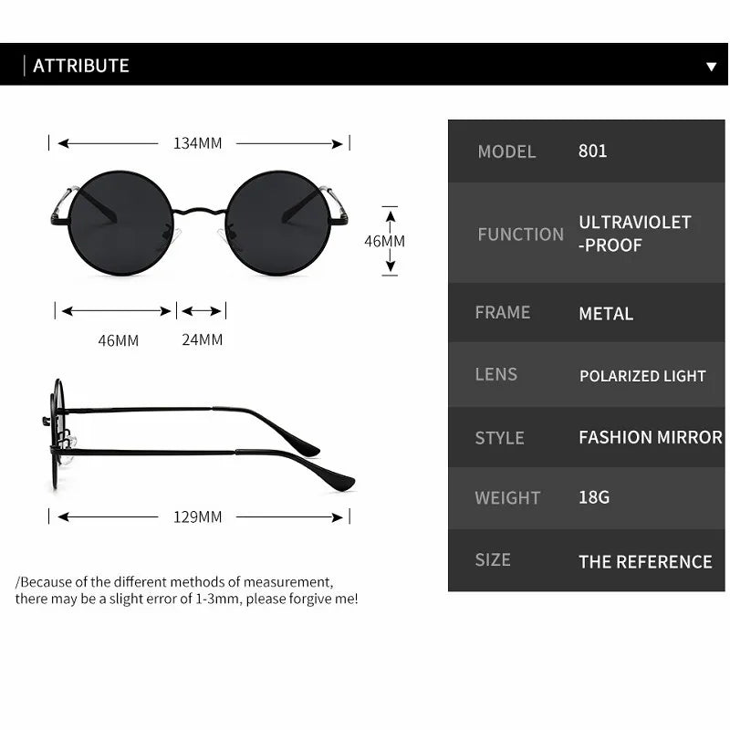 LOR MALE Round Polarized Sunglasses For Men Women Retro Sun Glasses Male Female Brand Designer Metal Frame Eyewear  Oculos De Sol
