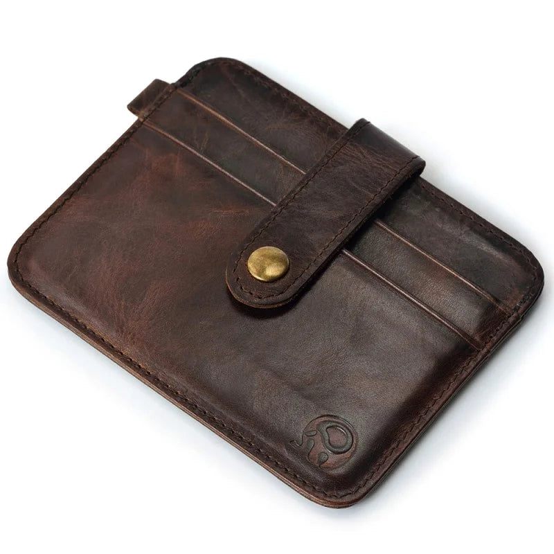 LOR MALE Men Genuine Leather Slim Wallet Male Small Purse Mini Money Bag