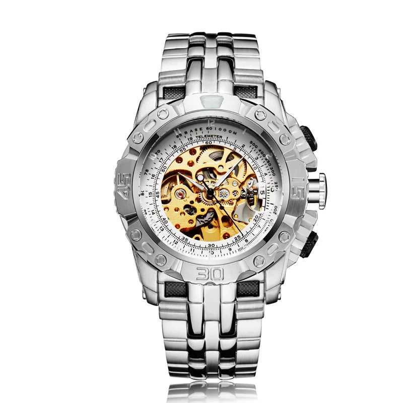 LOR MALE Men Mechanical Watch Top Brand Luxury Silver Gold Watches Creative Automatic