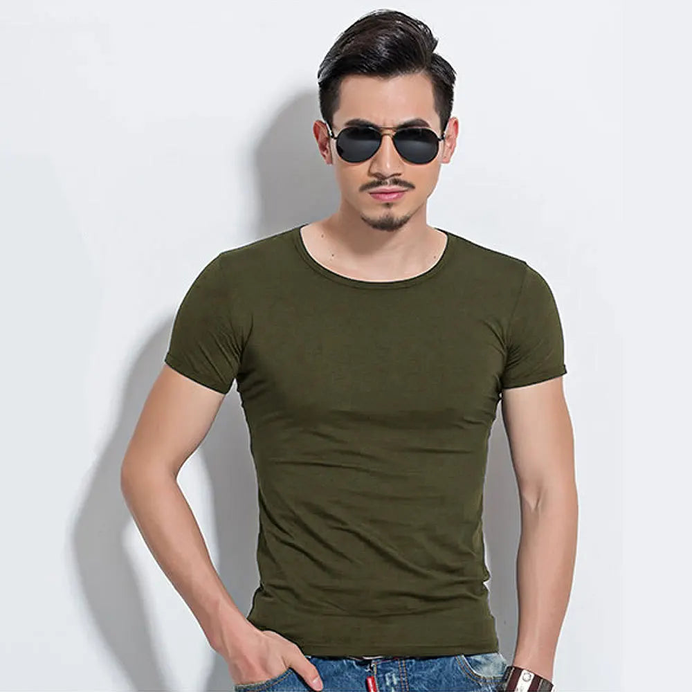 LOR MALE Men's T Shirt Short Sleeve Men T-Shirt O-Neck Slim Solid Color Half Sleeved Man Tops Tee Shirt 2026 MRMT Men T Shirt Clothing