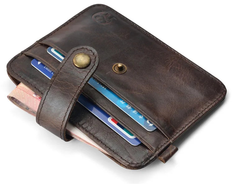 LOR MALE Men Genuine Leather Slim Wallet Male Small Purse Mini Money Bag