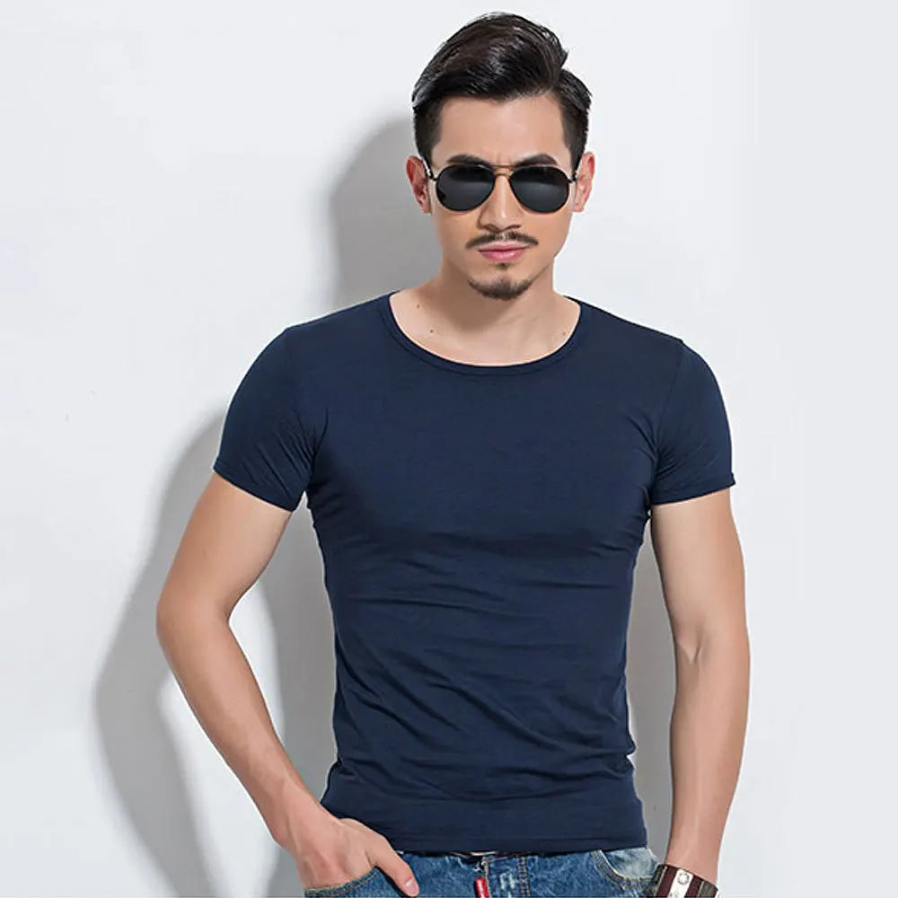 LOR MALE Men's T Shirt Short Sleeve Men T-Shirt O-Neck Slim Solid Color Half Sleeved Man Tops Tee Shirt 2026 MRMT Men T Shirt Clothing