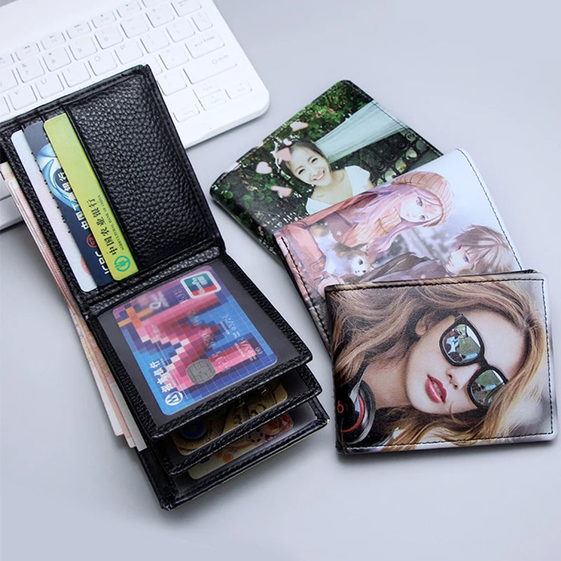 LOR MALE Personalized Wallets Men Pu Leather for Him Print Two Photos Short