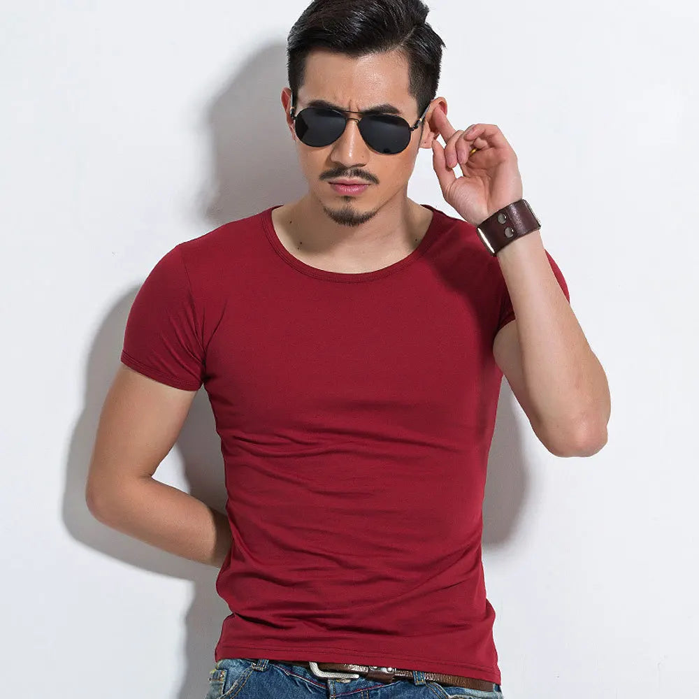 LOR MALE Men's T Shirt Short Sleeve Men T-Shirt O-Neck Slim Solid Color Half Sleeved Man Tops Tee Shirt 2026 MRMT Men T Shirt Clothing