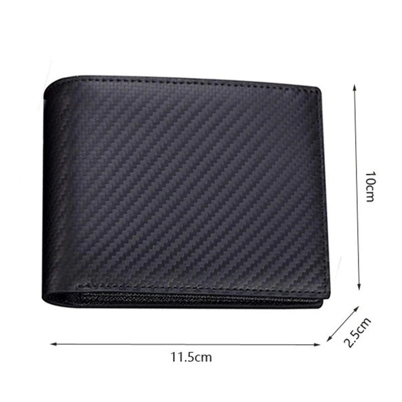 LOR MALE Man Wallet Carbon Fiber PU Leather Two-Fold Wallet - Perfect for Men and Women Fashion Multi-Card Organizer and Change Pocket