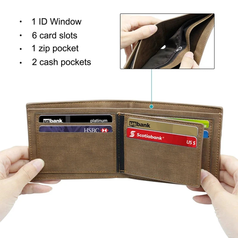LOR MALE Men Engraved Photo Wallet Pu Leather Short Wallet Custom Photo Purse