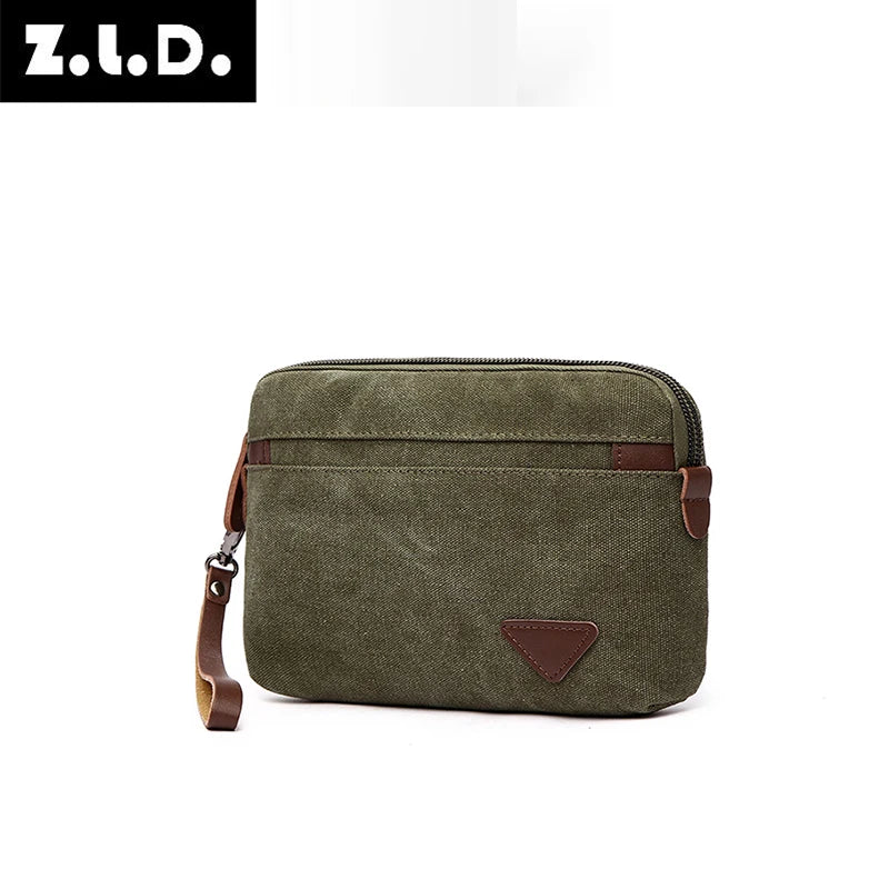 LOR MALE Man Canvas Bag Top Quality Men's Wallet Coin Purse Multi-function Male Handbag Mobile Phone Bag Large Capacity Clutches