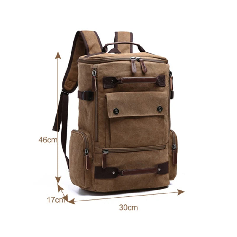 LOR MALE Vintage Canvas Laptop Backpack