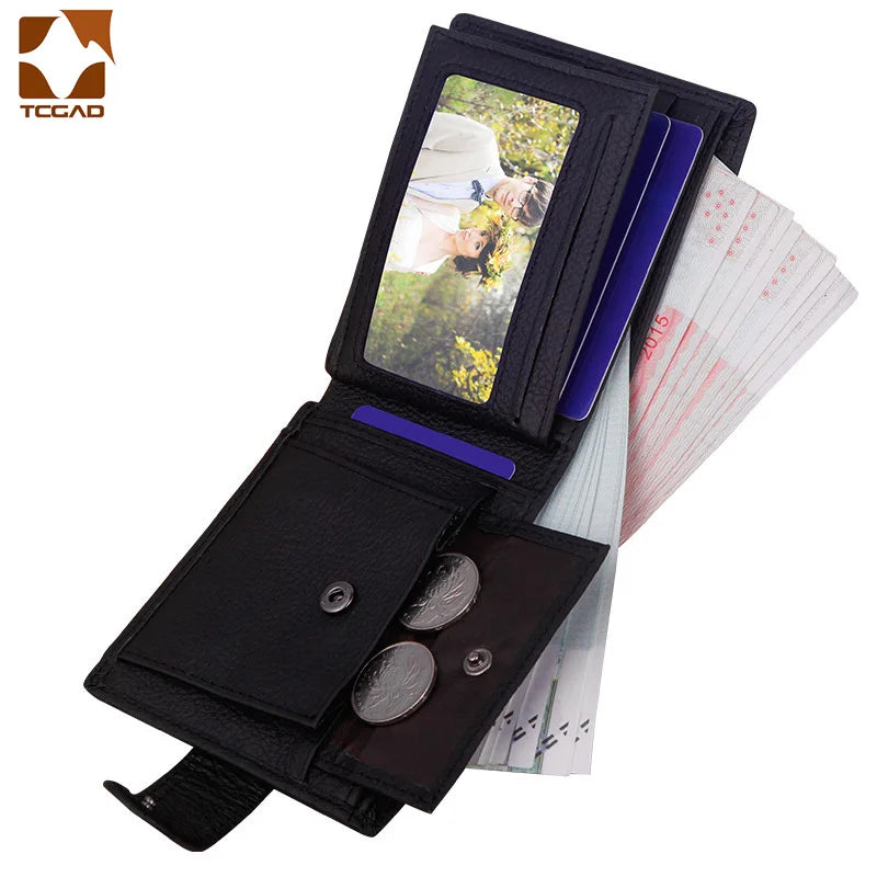 LOR MALE Wallet Made of Genuine Leather Wallet Short Hasp Carteira Masculina Purse