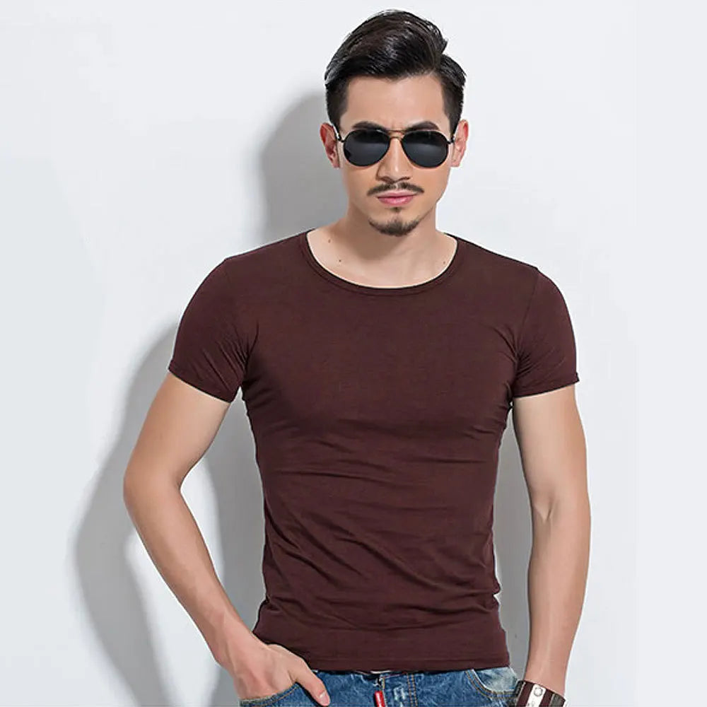 LOR MALE Men's T Shirt Short Sleeve Men T-Shirt O-Neck Slim Solid Color Half Sleeved Man Tops Tee Shirt 2026 MRMT Men T Shirt Clothing
