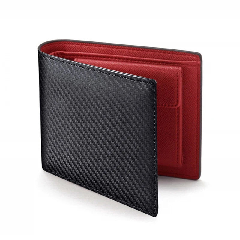 LOR MALE Man Wallet Carbon Fiber PU Leather Two-Fold Wallet - Perfect for Men and Women Fashion Multi-Card Organizer and Change Pocket