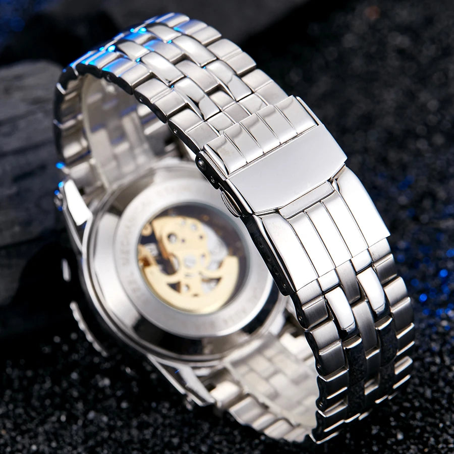 LOR MALE Men Mechanical Watch Top Brand Luxury Silver Gold Watches Creative Automatic