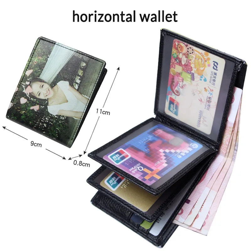 LOR MALE Personalized Wallets Men Pu Leather for Him Print Two Photos Short