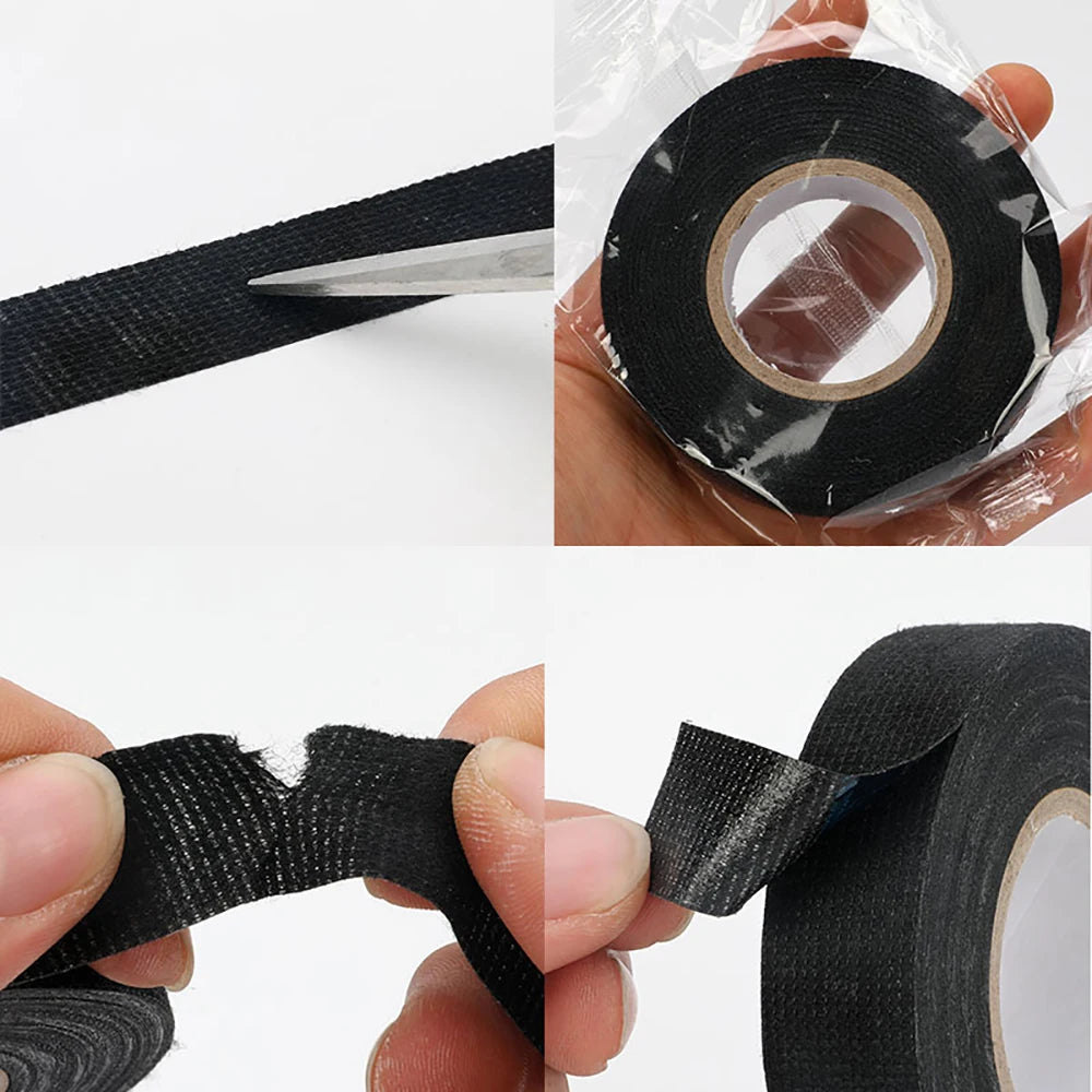 LOR MALE 1-4pcs 15/25M High Temp Wire Harness Wrapping Tape Self-Adhesive Automotive Wiring Harness Fabric Tape for Car Noise Damping