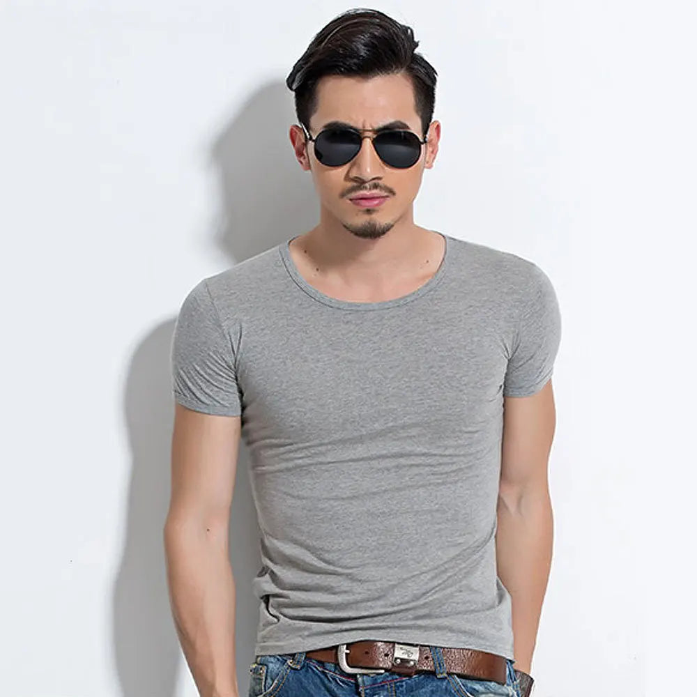 LOR MALE Men's T Shirt Short Sleeve Men T-Shirt O-Neck Slim Solid Color Half Sleeved Man Tops Tee Shirt 2026 MRMT Men T Shirt Clothing