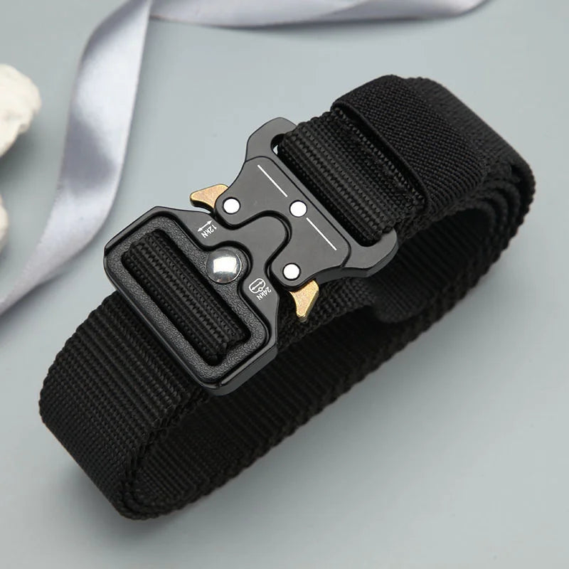 LOR MALE Men's Belt Outdoor Hunting Tactics Belt Multi functional Buckle Nylon Belt High Quality Marine Corps Canvas Belt
