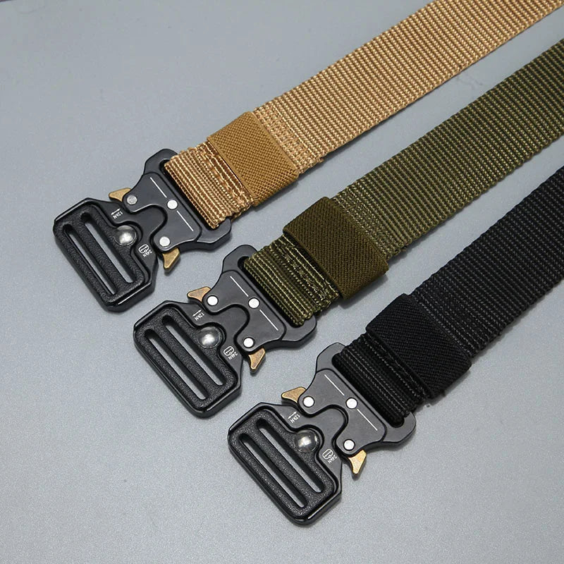 LOR MALE Men's Belt Outdoor Hunting Tactics Belt Multi functional Buckle Nylon Belt High Quality Marine Corps Canvas Belt