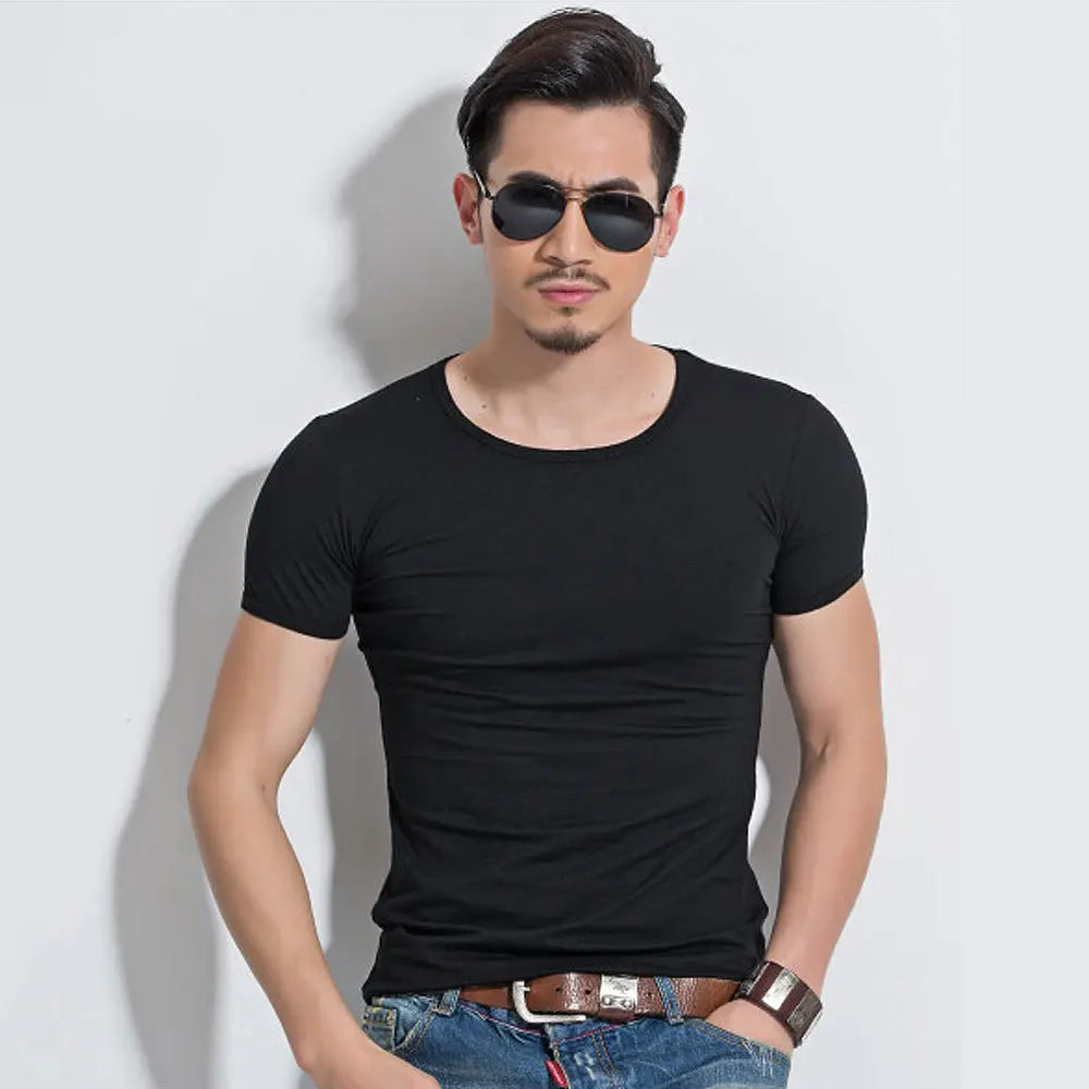 LOR MALE Men's T Shirt Short Sleeve Men T-Shirt O-Neck Slim Solid Color Half Sleeved Man Tops Tee Shirt 2026 MRMT Men T Shirt Clothing