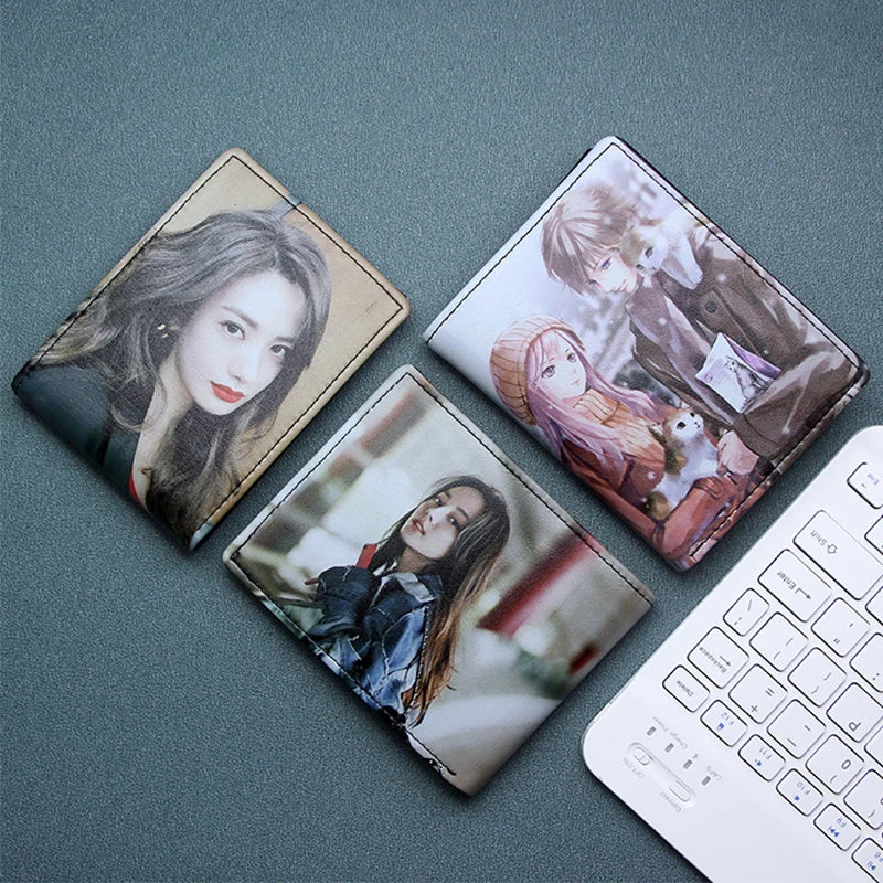LOR MALE Personalized Wallets Men Pu Leather for Him Print Two Photos Short