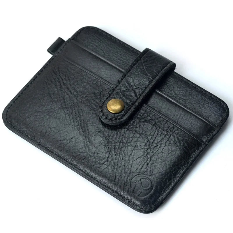 LOR MALE Men Genuine Leather Slim Wallet Male Small Purse Mini Money Bag