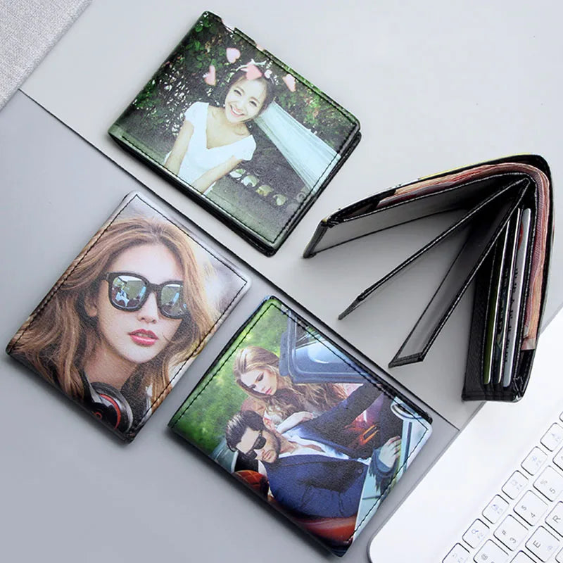 LOR MALE Personalized Wallets Men Pu Leather for Him Print Two Photos Short