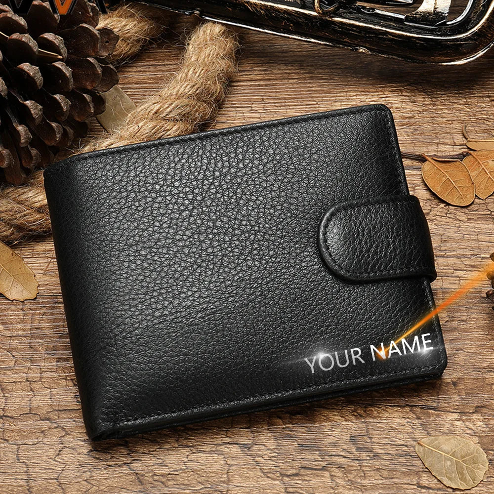 LOR MALE Men Wallets Leather Name Engraving Hasp Male Purses Long 100% Genuine