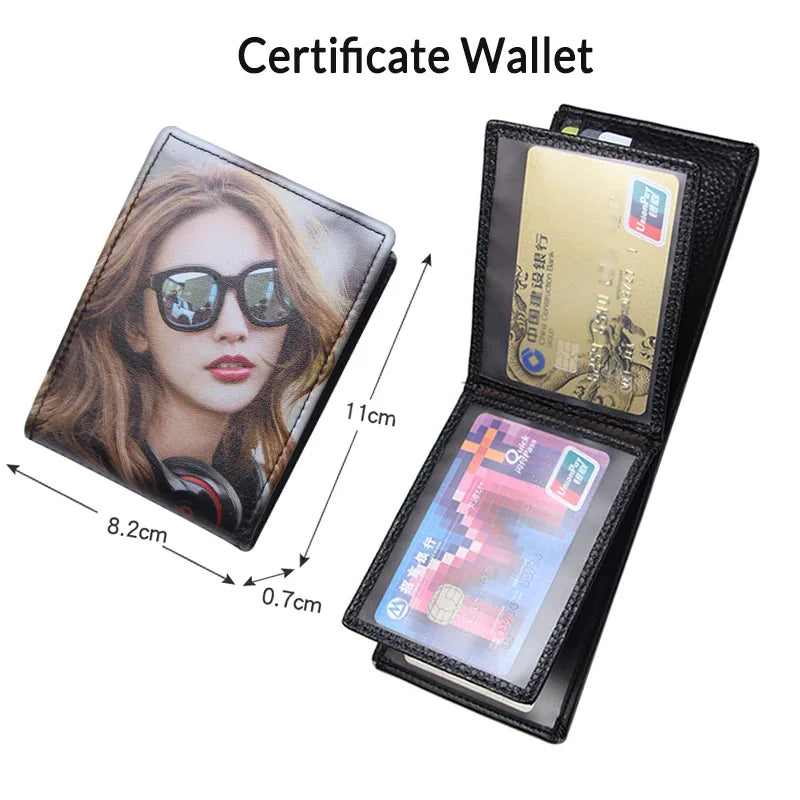 LOR MALE Personalized Wallets Men Pu Leather for Him Print Two Photos Short