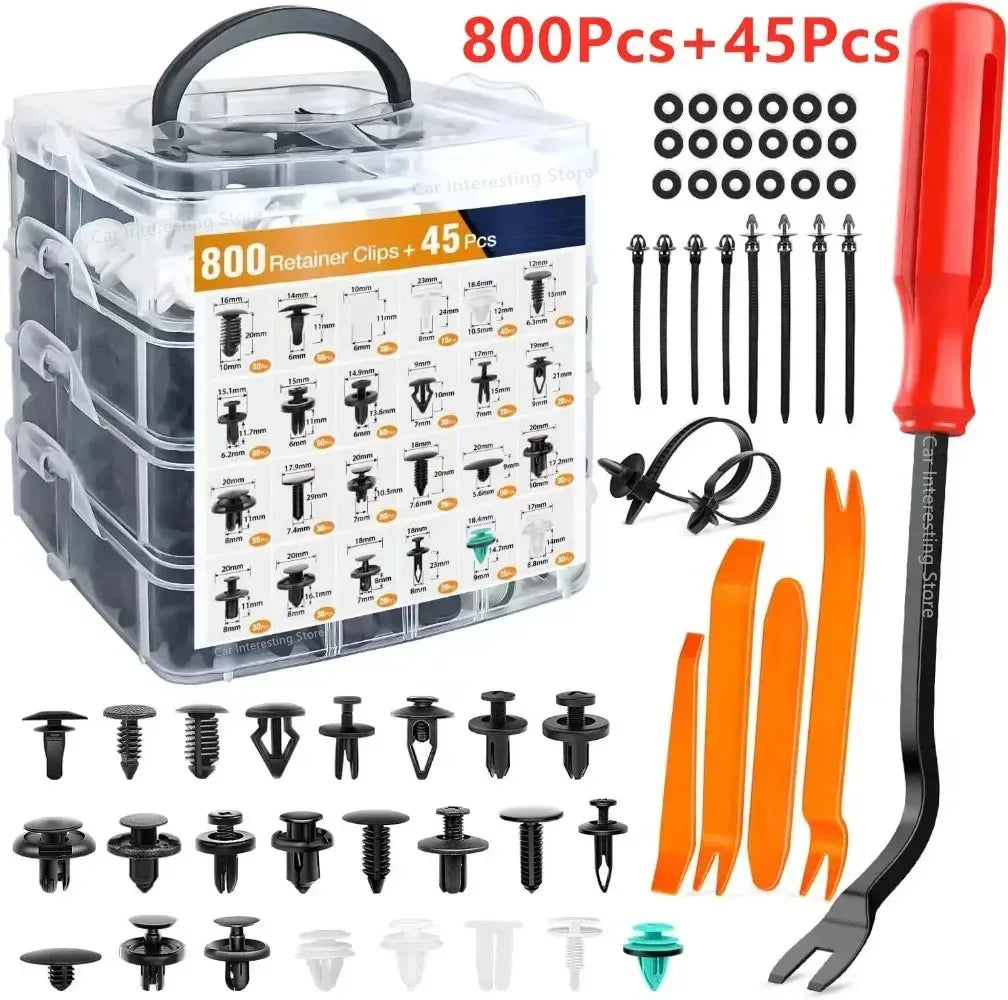 LOR MALE 800pcs-100Pcs Car Fastener Clips Kit Fender Rivet Plastic Clips Auto Body Push Retainer Pin Rivet Bumper Door Trim Panel Repair