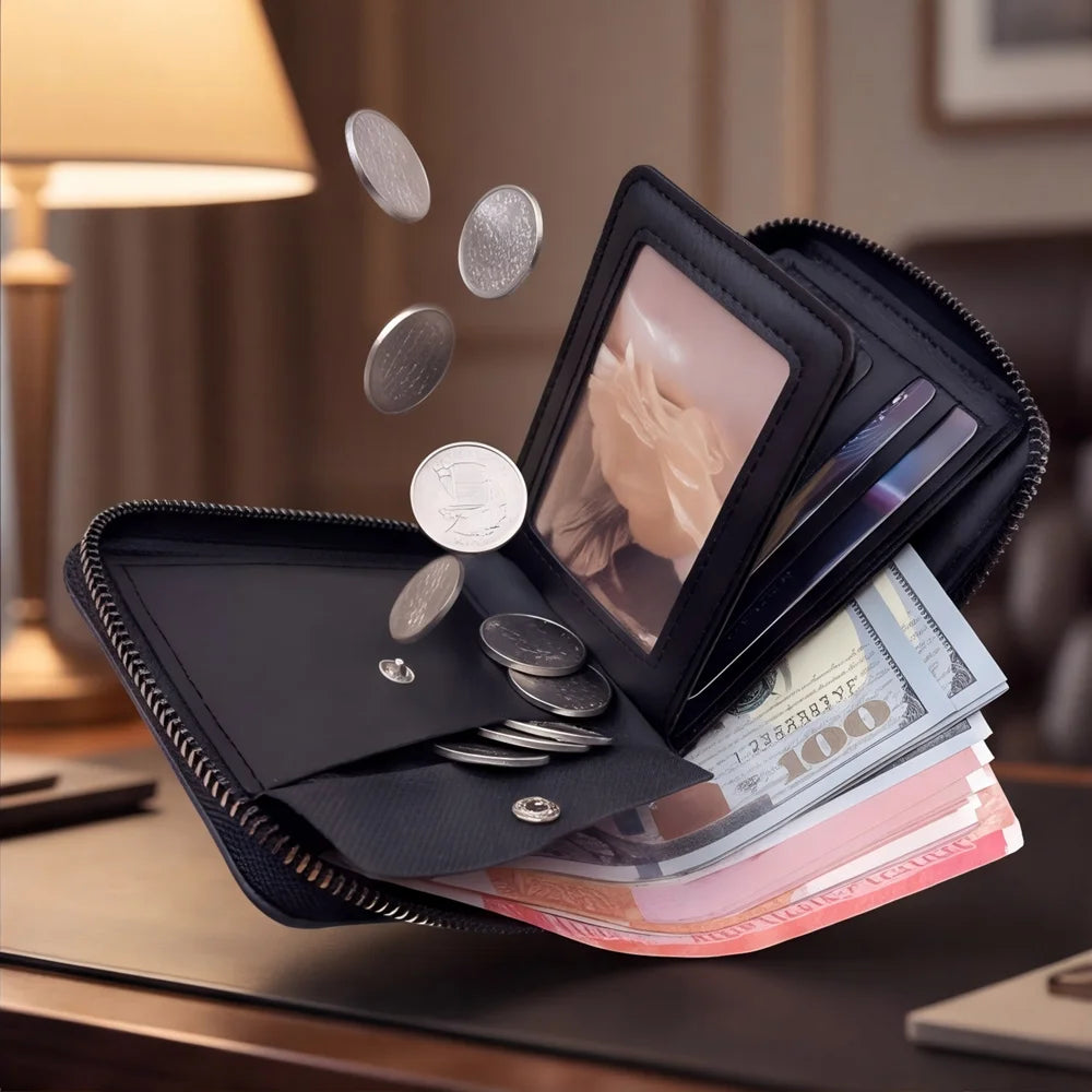 LOR MALE Wallet, Stylish Business Wallet Large Capacity with Multiple Card Slots and