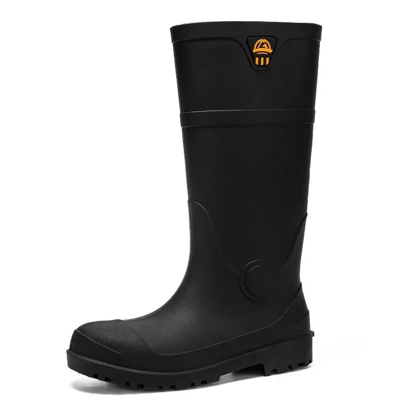 LOR MALE Men Rain Boots Steel Toe Platform Boots Waterproof Non-slip Rain Shoes Anti-smash Anti-stab Work Shoes Slip-On Anti Crush Boots