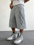 LOR MALE Men's Street Style Sports Shorts with British Signature Print Suitable for Outdoor Music Festivals Casual Outings on The Streets