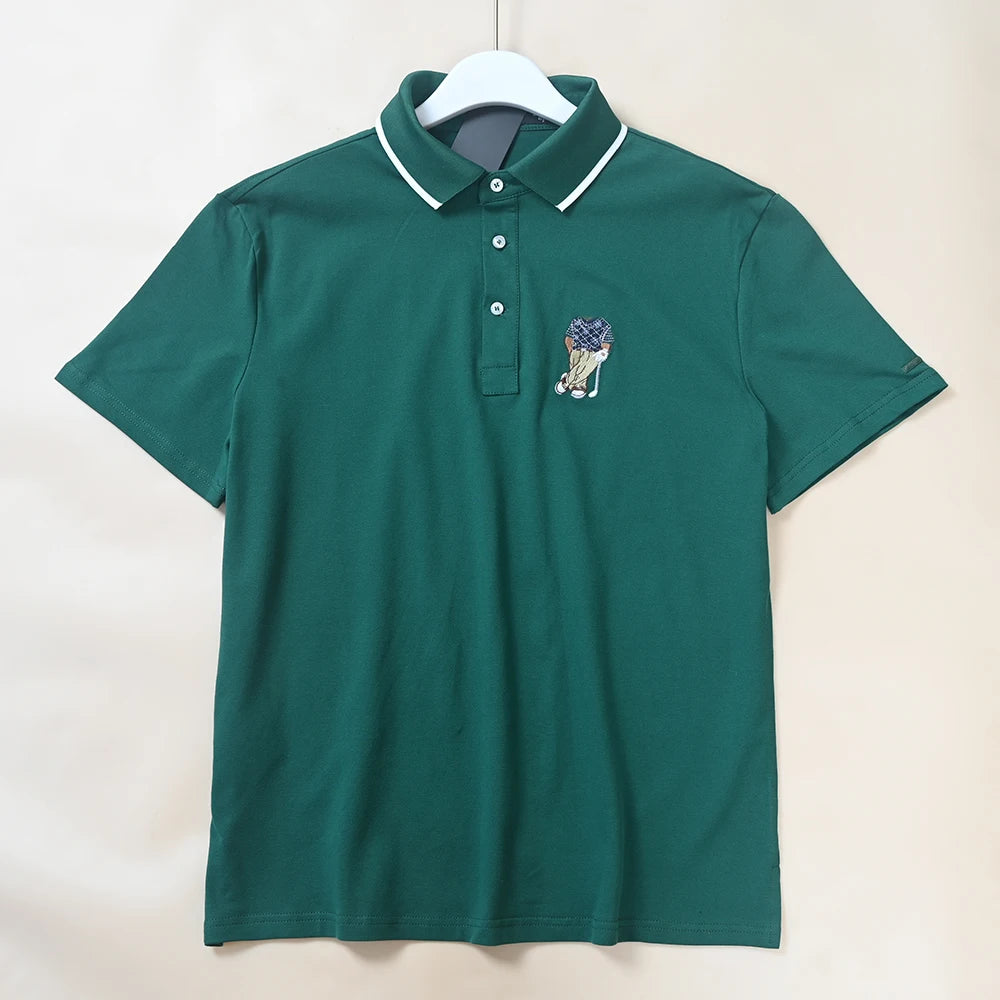 LOR MALE Men's  Shirt Short Sleeve Embroidered Pattern Breathable Standard Fit Summer New Style T-Shirt Male Model Clothing