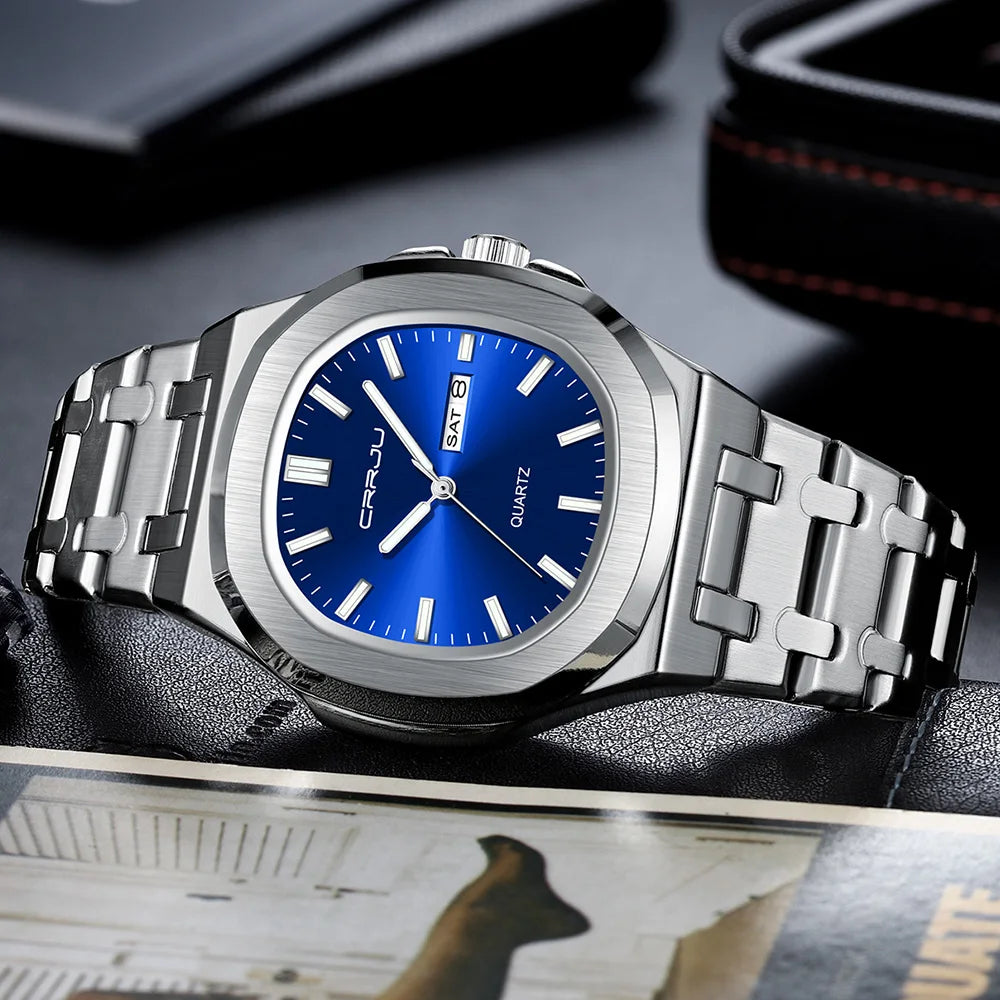 LOR MALE Watches Analog Quartz Wristwatch Luxury Casual Business Watch Waterproof Stain
